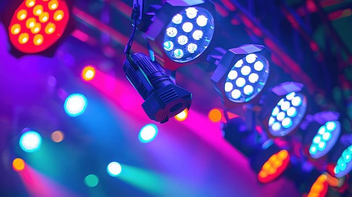 Laser-like beams and effects at a live concert