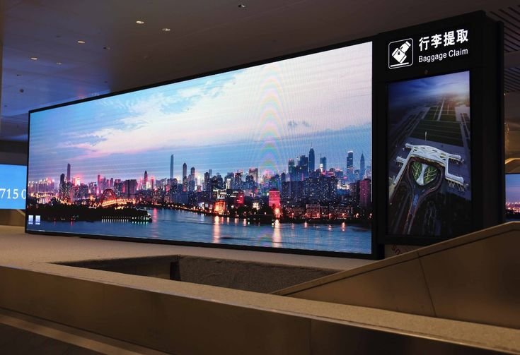 Urban commercial environment with digital advertising