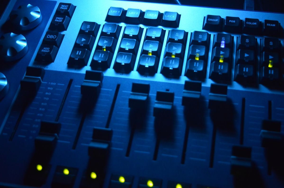 Lighting control desk at an event