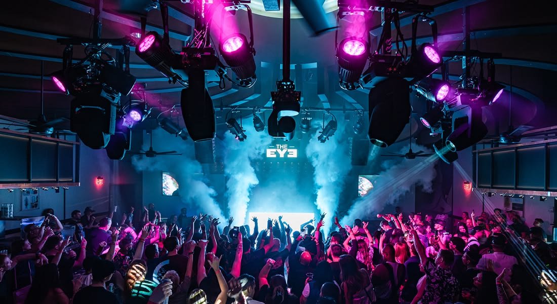Event venue with colourful lighting